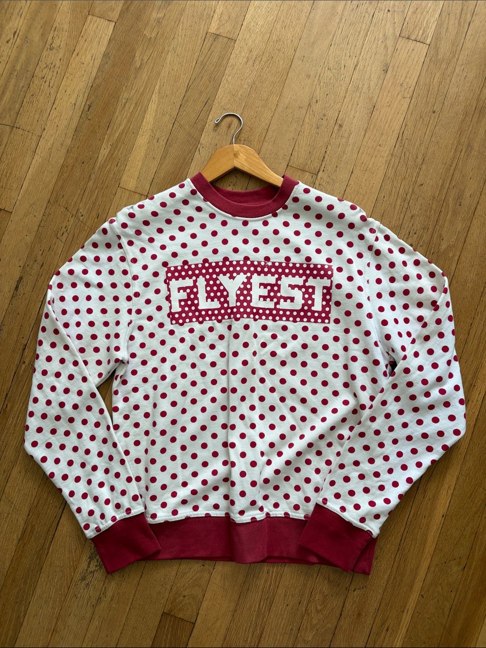 Men's White and Red Polka Dot Sweatshirt - FLYEST Graphic